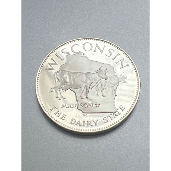 Franklin Mint State of Union Sterling Silver Wisconsin State Commemorative Coin - Picture 1 of 2